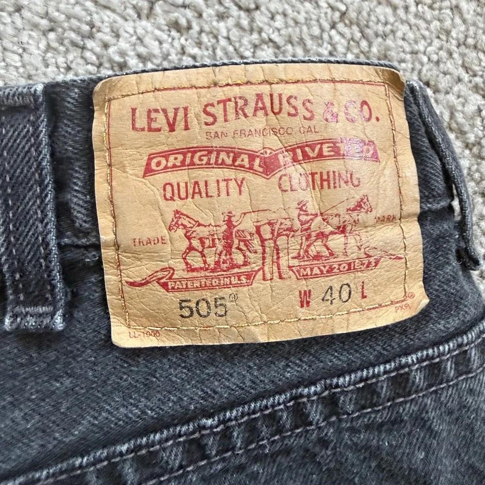 Vtg 90s Levis 505 Regular Fit Mens W40 Black Denim Jean‎ Shorts Made in Mexico